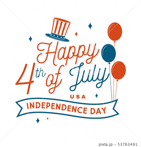 Vintage 4th of july design in retro style. Independence day greeting card. Patriotic banner for 53763491