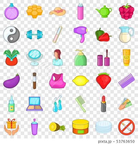 Woman cosmetic icons set, cartoon style 53763650