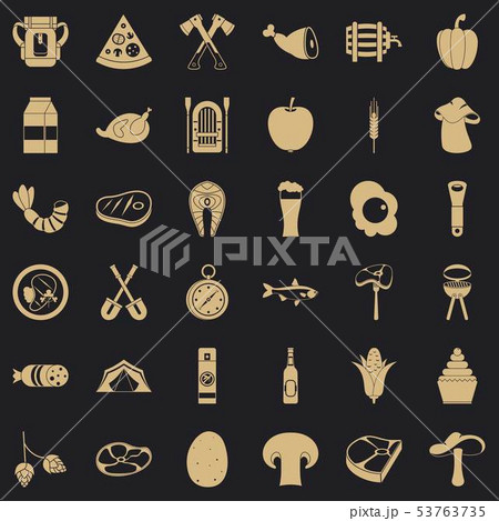 Barbecue party icons set, simple style Barbecue party icons set, simple style 53763735