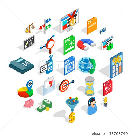 Biz icons set, isometric style 53763740