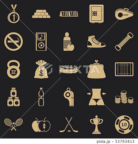 Sports nutrition icons set, simple style Sports nutrition icons set, simple style 53763813