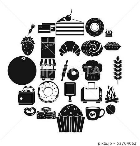 Pastry icons set, simple style Pastry icons set, simple style 53764062