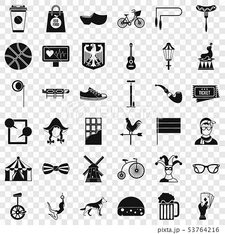 Circus Bike Icons Set Simple Styleのイラスト素材