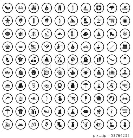 100 season icons set, simple style 53764232