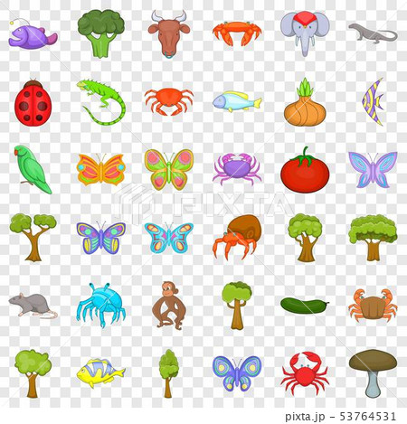 Nature icons set, cartoon style Nature icons set, cartoon style 53764531