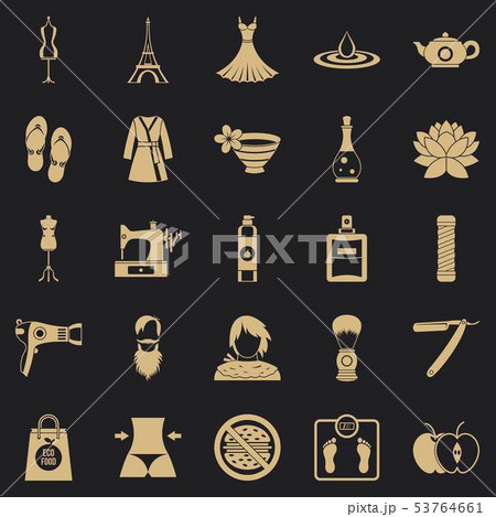 Sewing icons set, simple style 53764661