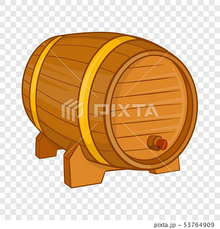 Wooden barrel for beer icon, cartoon style 53764909