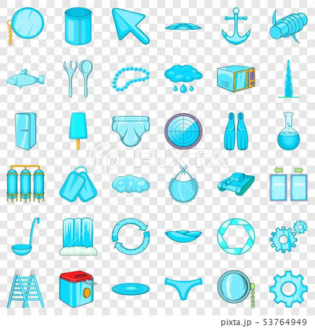 Blue icons set, cartoon style Blue icons set, cartoon style 53764949