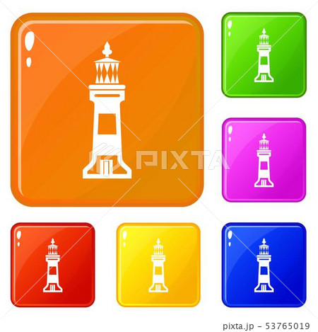 Stone beacon icons set vector color 53765019