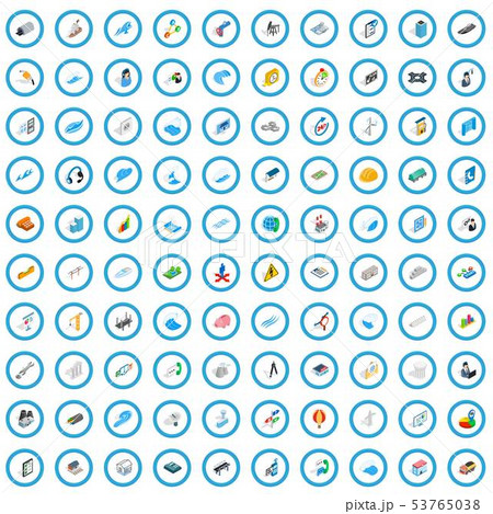 100 electricity icons set, isometric 3d style 53765038