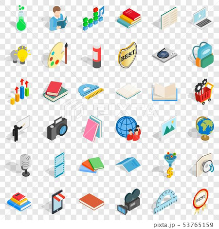 Book icons set, isometric style Book icons set, isometric style 53765159
