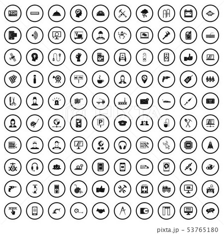 100 support icons set, simple style 53765180