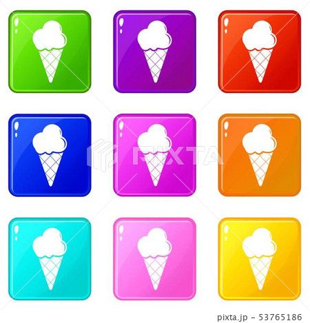 Cold ice cream icons set 9 color collection 53765186