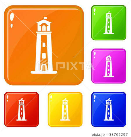 Beacon icons set vector color 53765297
