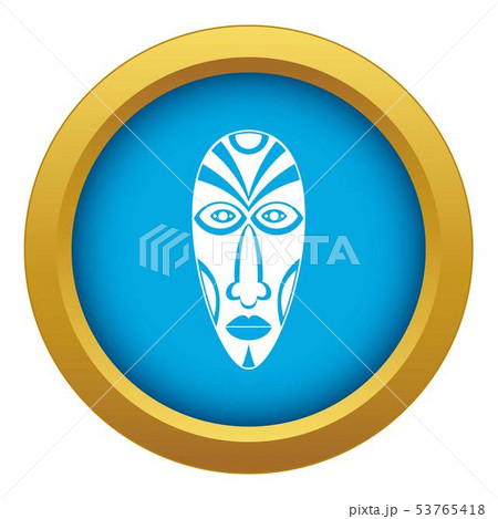 African mask icon blue vector isolated 53765418