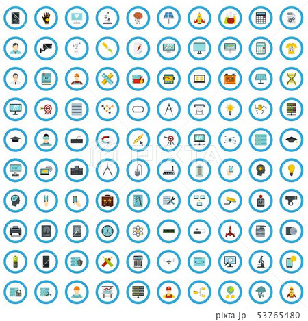 100 engineering icons set, flat style 53765480
