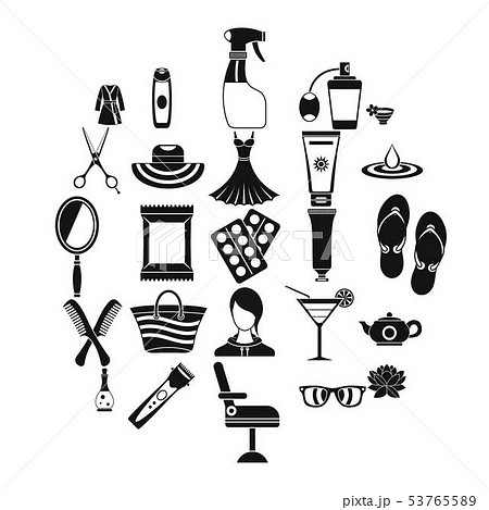 Toiletry icons set, simple style Toiletry icons set, simple style 53765589