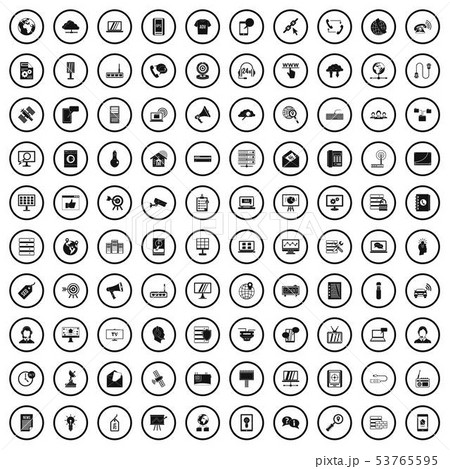 100 telecommunication icons set, simple style 53765595