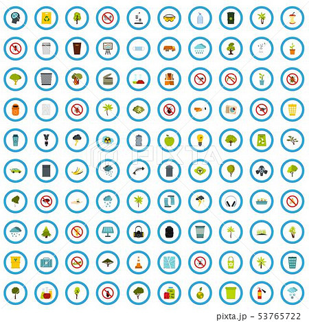 100 environment analysis icons set, flat style 100 environment analysis icons set, flat style 53765722