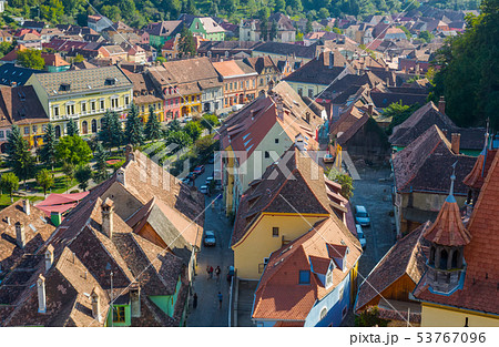 Cityscape from Sighisoara clock tower, Romania Cityscape from Sighisoara clock tower, Romania 53767096