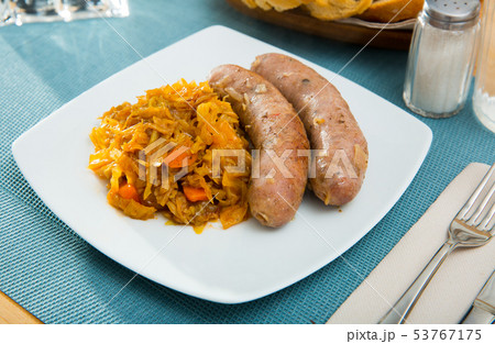 Sausages with braised cabbage Sausages with braised cabbage 53767175