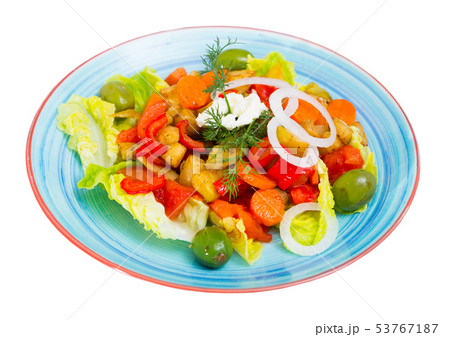 Warm salad with baked vegetables Warm salad with baked vegetables 53767187