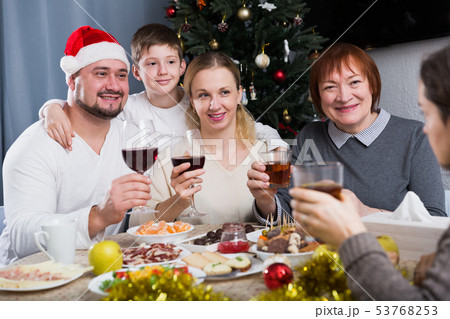 Family celebrating Christmas Family celebrating Christmas 53768253