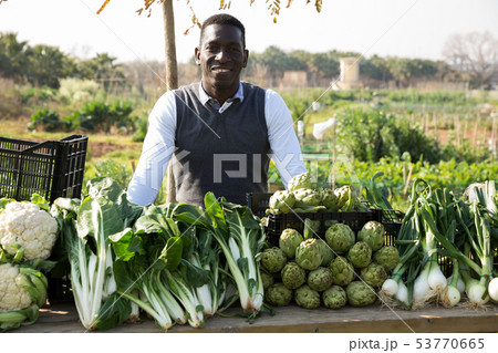 African man standing behind counter 53770665