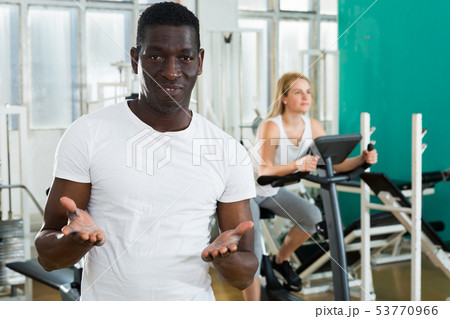 Cheerful African man at gym 53770966