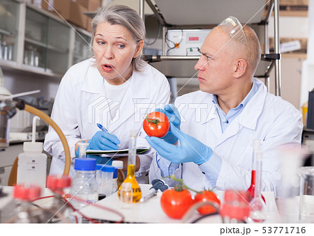 Scientists taking notes while performing experiments 53771716