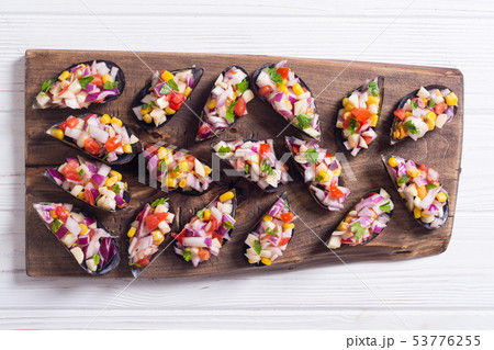 Traditional  Peruvian food background with mussels 53776255