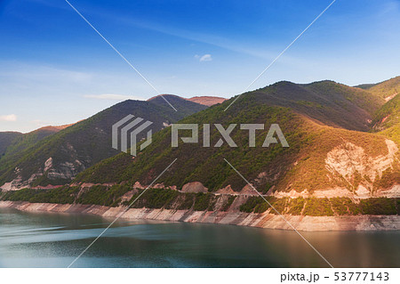 Zhinvali reservoir in evening sun 53777143