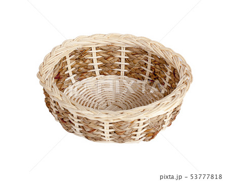 Vintage weave wicker basket isolated on white Vintage weave wicker basket isolated on white 53777818