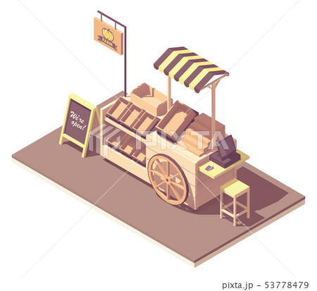 Vector isometric fruits and vegetables kiosk cart Vector isometric fruits and vegetables kiosk cart 53778479