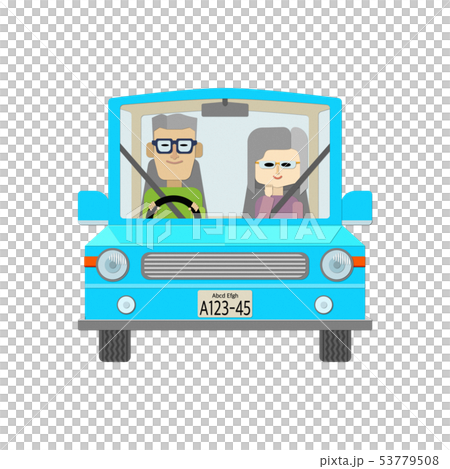Illustration of an elderly couple riding a car in safe driving 53779508