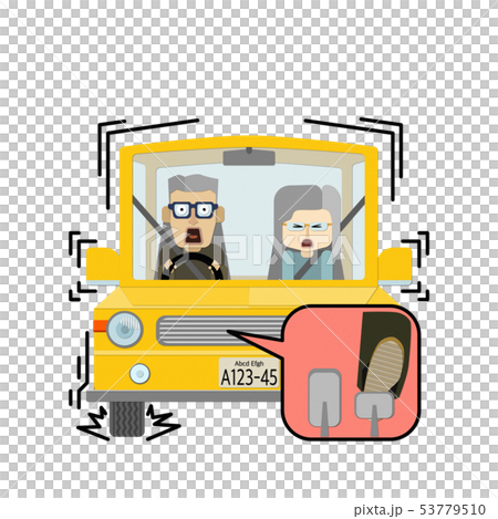 一輛老年夫婦乘坐汽車突然剎車的插圖 53779510
