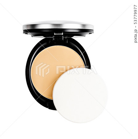 Face powder for makeup in case and white sponge. Face powder for makeup in case and white sponge. 53779977