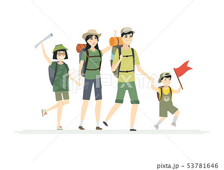 Family goes hiking - cartoon people characters isolated illustration Family goes hiking - cartoon people characters isolated illustration 53781646