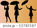 Woman on high hills with umbrella silhouette 53785587