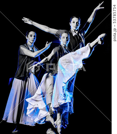 odern ballet dancer dancing woman isolated black bacground 53785754