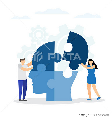 Concept of intellect. People connecting jigsaw Concept of intellect. People connecting jigsaw 53785986