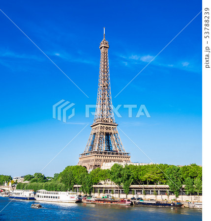 世界遺産　パリのセーヌ河岸　エッフェル塔 53788239