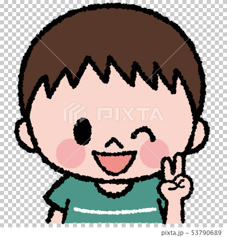ピースする 男の子 イラストのイラスト素材