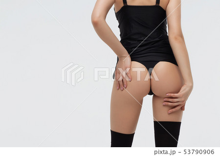 Beautiful sexy slim woman on white background 53790906