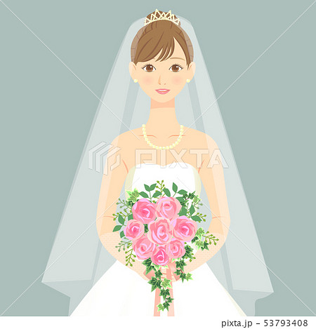 Woman Holding A Bouquet And Wearing A Wedding Stock Illustration