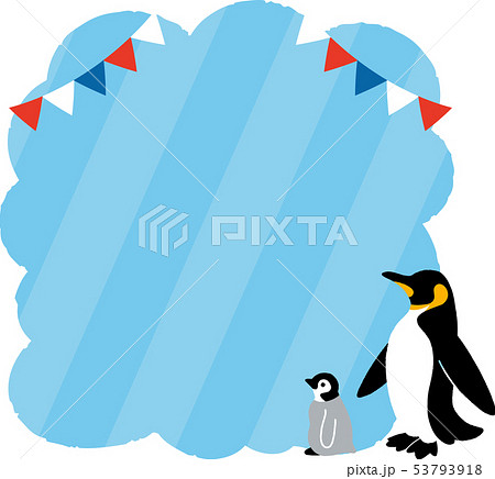 ペンギンの親子のフレーム素材のイラスト素材