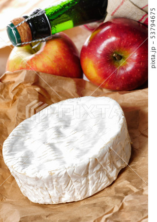camembert of Normandie with red apple camembert of Normandie with red apple 53794675