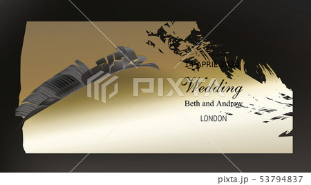 Tropical black and gold leaves on dark background 53794837