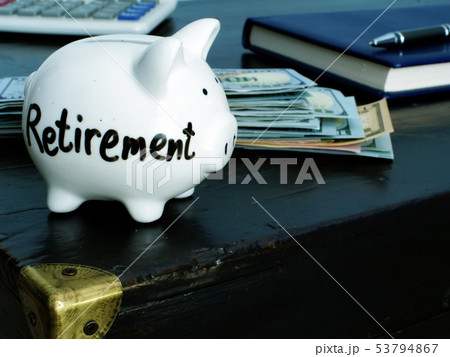 Savings for retirement. Piggy bank Savings for retirement. Piggy bank 53794867