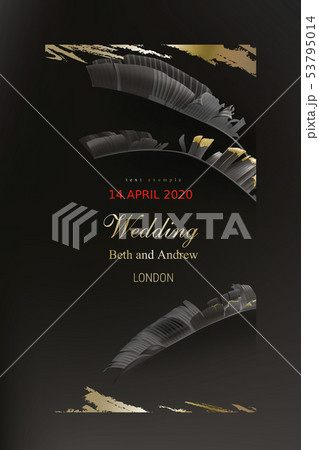 Tropical black and gold leaves on dark background 53795014